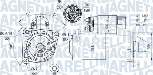 Electromotor (12V, 1,9kW) potrivit OPEL ASTRA H, ASTRA H GTC, ASTRA H KOMBI, ASTRA J, ASTRA J GTC, INSIGNIA A, INSIGNIA A COUNTRY, VECTRA C, VECTRA C GTS, ZAFIRA B, ZAFIRA C 1.9D 2.0D 04.04-