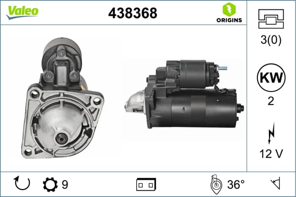 Electromotor (12V, 2kW) potrivit IVECO DAILY I, DAILY II; ALFA ROMEO 145, 146, 147, 156, 159, GT, MITO; CADILLAC BLS; CHEVROLET CRUZE, MALIBU; FIAT BRAVA, BRAVO I, BRAVO II, CROMA 1.3D-2.5D 01.78-