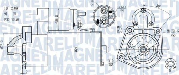 Electromotor (12V, 2kW) potrivit VOLVO C70 II, S40 II, S60 I, S80 I, S80 II, V60 I, V70 II, V70 III, XC60 I, XC70 II 2.4D 01.01-05.18