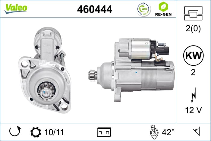 Electromotor (12V, 2kW, reconditionat) potrivit AUDI A1, A3, Q3, TT; SEAT ALTEA, ALTEA XL, CORDOBA, IBIZA III, IBIZA IV, IBIZA IV SC, LEON, TOLEDO III; SKODA FABIA I 1.2-3.6 02.02-09.20