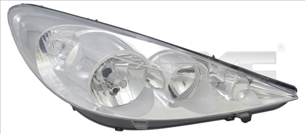 Far dreapta (H1 H7, reglaj electric, fundal argintiu, Semnalizator argintiu) PEUGEOT 206+ 2009-2013