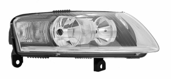 Far dreapta (H1 H7, reglaj electric, fundal cromat) AUDI A6 2004-2011