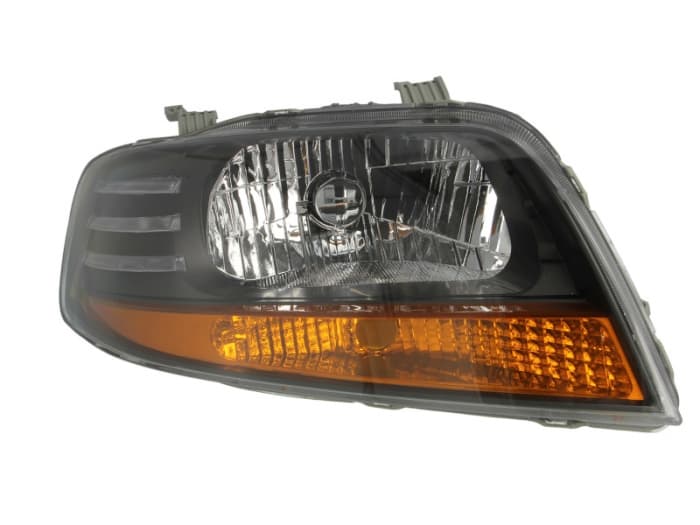 Far Dreapta (H4, electric, fara motoras, culoare insert: argintiu, culoare semnalizator: galben) potrivit CHEVROLET AVEO KALOS; DAEWOO KALOS