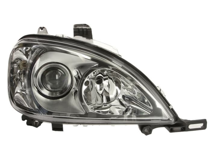 Far dreapta (H7, reglaj electric, cu motoras, fundal cromat, fundal transparent) MERCEDES Clasa M 1998-2001