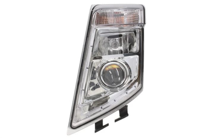 Far stanga (2 H7 LED PY21W, reglaj manual, cu becuri, insertii crom, Semnalizator transparent) VOLVO FH, FH 16, FH II, FM dupa 2005