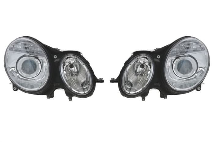 Far stanga dreapta (H7 H7 PY21W W5W, electric, cu motor, 2 buc. set, culoare interior: crom, culoare indicator: alb) potrivit MERCEDES E-KLASA W211 03.02-07.09