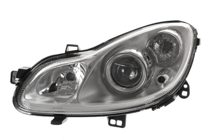 Far stanga (H7, reglaj electric, cu motoras, fundal cromat) SMART FORTWO 2007-2014