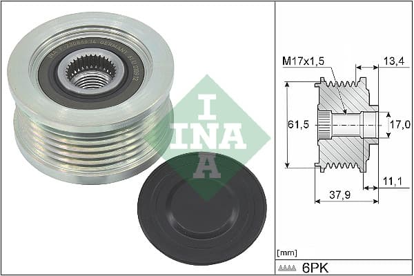 Fulie alternator ALFA ROMEO 145, 146, 156; FIAT BRAVA, BRAVO I, DOBLO, DOBLO CARGO, MAREA, MULTIPLA, PALIO, PUNTO, STRADA; LANCIA KAPPA, LYBRA 1.9D 2.4D dupa 1997