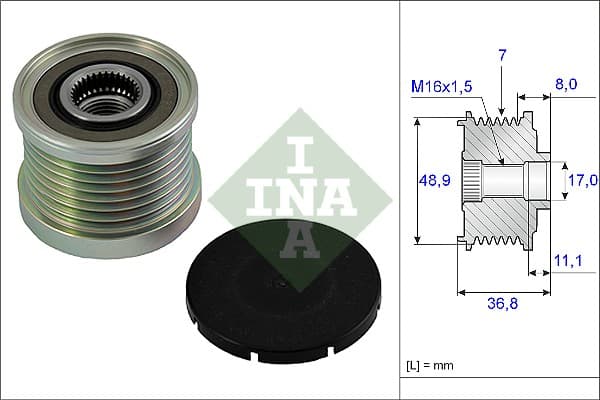 Fulie alternator DACIA DOKKER, DOKKER EXPRESS, DUSTER, LODGY, LOGAN II, LOGAN MCV II, SANDERO II; NISSAN INTERSTAR, MICRA V, PRIMASTAR, PULSAR, QASHQAI I, QASHQAI II, X-TRAIL 0.9-2.5D dupa 2000