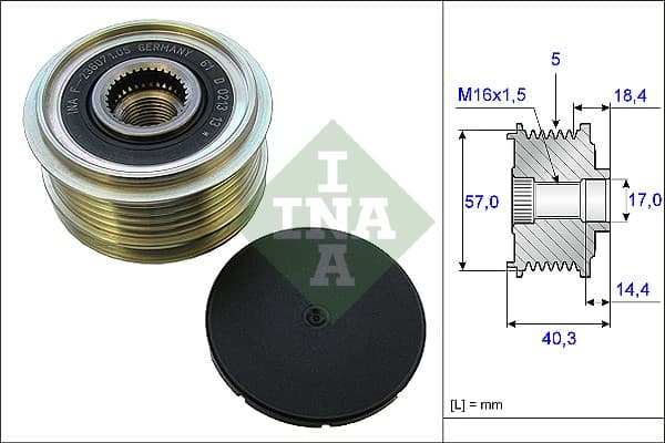Fulie alternator HYUNDAI ACCENT, ACCENT III, ACCENT IV, ELANTRA, GETZ, I10, I20, I20 ACTIVE, I30, I40, I40 CW, MATRIX; KIA CARENS III, CARENS IV, CEE D, CERATO, OPTIMA, PICANTO 1.1D-1.7D dupa 2001