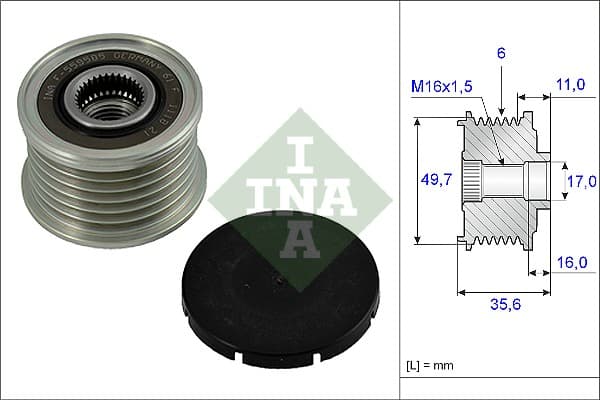 Fulie alternator MERCEDES C (CL203), C T-MODEL (S203), C (W203), CLK (C209), E T-MODEL (S210), E (VF210), E (W210), G (W461), G (W463), M (W163), S (W220) 2.1D-3.2D