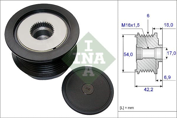 Fulie alternator OPEL ASTRA H, ASTRA H GTC, SIGNUM, VECTRA C, VECTRA C GTS, ZAFIRA B; SAAB 9-3, 9-3X 1.9D intre 2004-2015