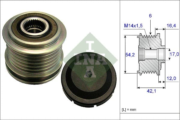 Fulie alternator VOLVO C30, C70 II, S40 II, V50, V70 III; ALFA ROMEO GIULIETTA; DODGE NITRO; FIAT 500L, DOBLO, DUCATO; FORD C-MAX, FIESTA V, FOCUS C-MAX, FOCUS II, FUSION, KUGA I 1.6D-3.0D dupa 2001