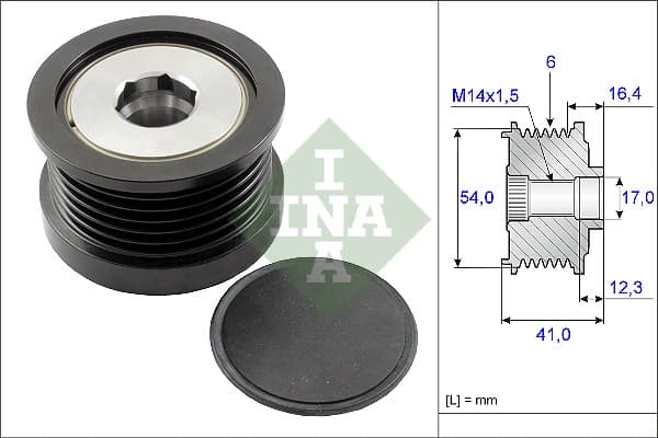 Fulie alternator VOLVO C30, S40 II, V50; ALFA ROMEO GIULIA, GIULIETTA; FIAT 500L, 500X, TIPO; FORD C-MAX, FIESTA VI, FOCUS II, FUSION, KUGA I; JEEP RENEGADE; MAZDA 3 1.6D 2.0D 2.2D dupa 2003
