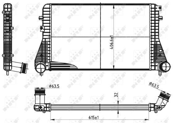 Intercooler AUDI A3, TT; SEAT ALTEA, ALTEA XL, LEON; SKODA OCTAVIA II, SUPERB II, YETI; VW BEETLE, CADDY III, CADDY IV, EOS, GOLF PLUS, GOLF VI, JETTA III, JETTA IV, SCIROCCO 1.4-2.0D dupa 2003
