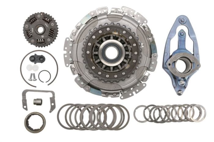 Kit ambreiaj cu placa dubla, cu rulment (Cu capac ambreiaj; Cu maneta cilindrului cu ambreiaj sclav; cu placa de presiune; cu rulment; Transmisie dublu ambreiaj) potrivit AUDI A1 1.2-2.0 05.03-0