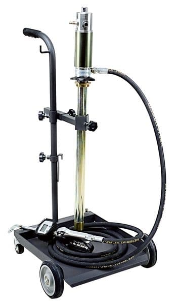 Distribuitor ulei cu carucior 50-60 litri pompa pneumatica transfer raport 5:1 pistol display cantitate furtun 4 m