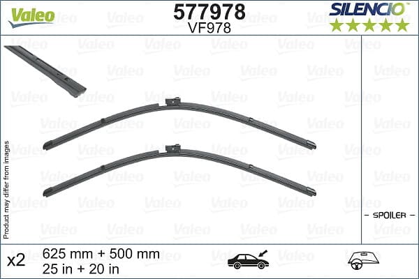 Lama stergator fata (2buc) Silencio 625 500mm potrivit AUDI A6 ALLROAD C8, A6 C8, A7, A8 D5, E-TRON, Q7, Q8, Q8 E-TRON 01.15-