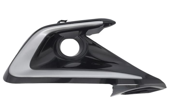 Ornament bara Fata Dreapta cu orificii proiector ceata, gri negru lucios potrivit TOYOTA COROLLA 10.18- Hatchback 06.22-