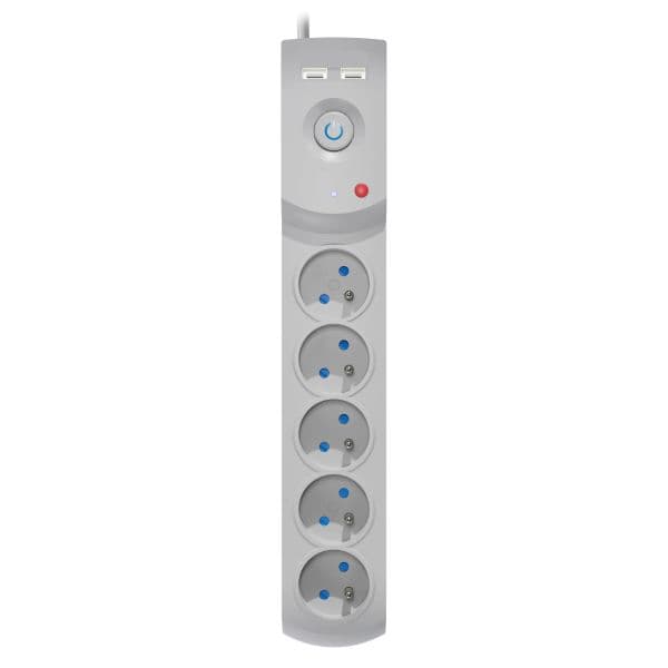 Prelungitor electric 3m, 230V, 3x1mm ², numar prize 230V x 5buc. E USB 2.0, IP20