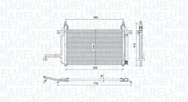 Radiator AC condensator cu uscator potrivit FIAT STILO 1.2-2.4 10.01-08.08