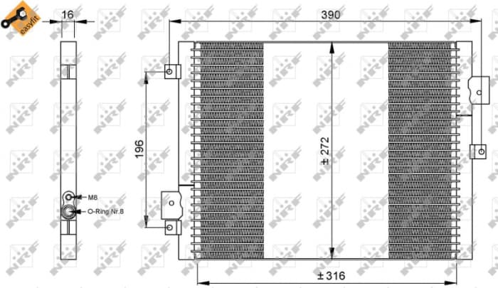 Radiator AC condensator Porsche 911 (04 -) 3.6i-3.8i Boxster (04 -) 2.7i-3.2i Cayman (05 -)
