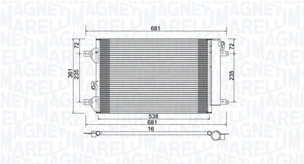 Radiator AC condensator potrivit FORD GALAXY I; SEAT ALHAMBRA; VW SHARAN 1.8-2.8 03.95-03.10