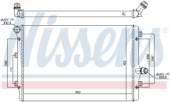 Radiator apa racire motor AUDI A3, TT; SEAT ALTEA, ALTEA XL, LEON, TOLEDO III; SKODA OCTAVIA II, SUPERB II, YETI; VW BEETLE, CADDY III, CADDY IV, CC, EOS 1.6D 2.0 2.0D dupa 2003