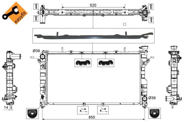 Radiator apa racire motor CHRYSLER VOYAGER IV; DODGE CARAVAN 3.3 3.8 intre 2000-2008