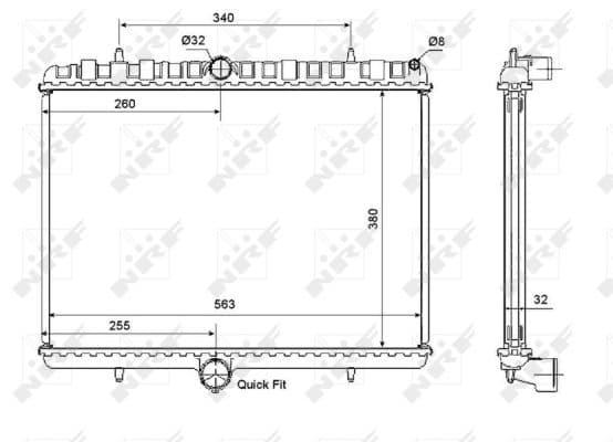 Radiator apa racire motor CITROEN C8, JUMPY; FIAT SCUDO, ULYSSE; LANCIA PHEDRA; PEUGEOT 807, EXPERT, EXPERT TEPEE 1.6D 2.0D dupa 2002