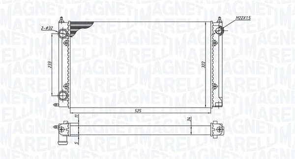 Radiator racire motor potrivit AUDI 80 B1; SEAT TOLEDO I; VW CADDY I, GOLF I, GOLF II, GOLF III, JETTA I, JETTA II, PASSAT B2, PASSAT B3 B4, SCIROCCO 1.3-1.9D