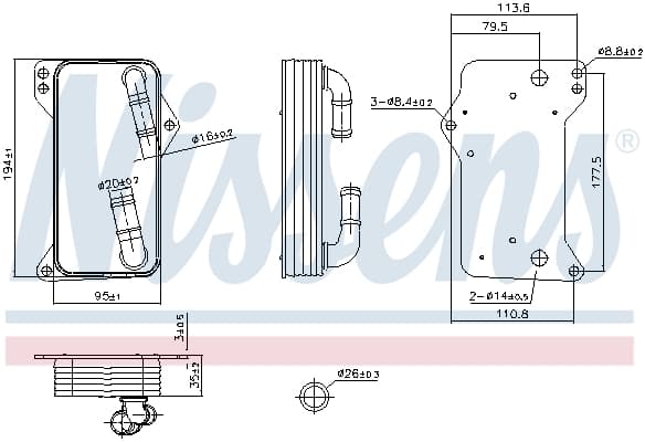 Radiator ulei potrivit AUDI A1, A3, Q2, Q3, TT; CUPRA ATECA, FORMENTOR, LEON, LEON SPORTSTOURER; SEAT ATECA, LEON, LEON SPORTSTOURER, LEON ST, TARRACO; SKODA KAROQ, KODIAQ I 1.0-2.5 08.12-