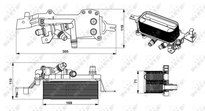 Radiator ulei termoflot (cu carcasa filtru ulei ; cu garnitura) potrivit BMW Seria 5 (F10), 5 (F11), 5 GRAN TURISMO (F07), 6 (F12), 6 (F13), 6 GRAN COUPE (F06), 7 (F01, F02, F03, F04) 2.5 3.0 4.4 06.0