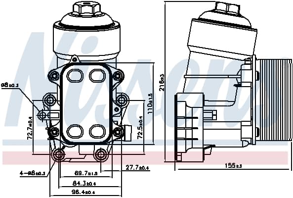 Radiator ulei termoflot cu carcasa filtru ulei potrivit AUDI A1, A3, A4 ALLROAD B8, A4 B8, A5, A6 C7, Q3, Q5, TT; SEAT ALHAMBRA, ALTEA, ALTEA XL, EXEO, EXEO ST, IBIZA IV, IBIZA IV SC 1.2D 1.6D 2.0D 05