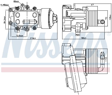 Radiator ulei termoflot cu carcasa filtru ulei potrivit AUDI A6 C7 2.0D 03.11-09.18