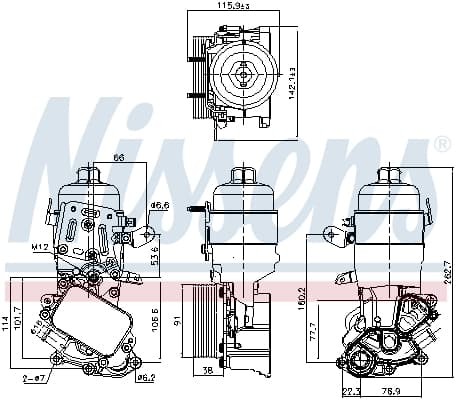 Radiator ulei termoflot cu carcasa filtru ulei potrivit DS DS 3, DS 4, DS 5; CITROEN BERLINGO, BERLINGO MULTISPACE, BERLINGO MINIVAN, C3 AIRCROSS II, C3 II, C3 III, C3 PICASSO, C4 CACTUS 1.6D 04.08-