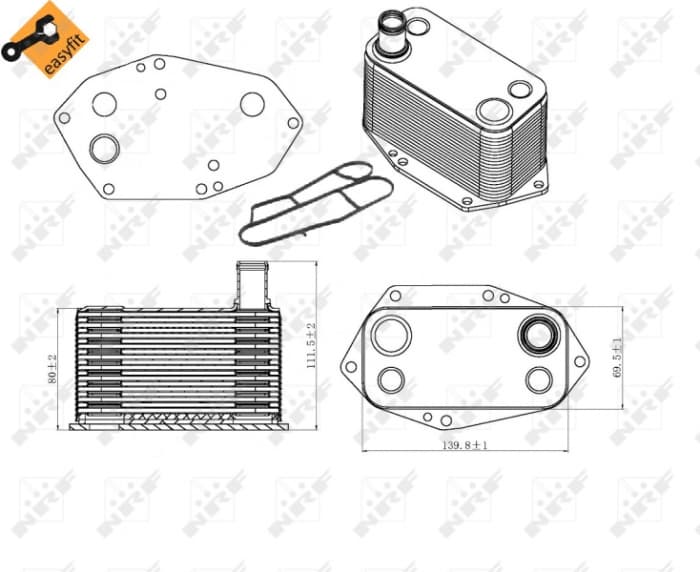 Radiator ulei termoflot (cu garnitura) potrivit BMW Seria 3 (E46), 5 (E39), 7 (E38), X5 (E53) 2.5D 3.0D 08.98-02.05