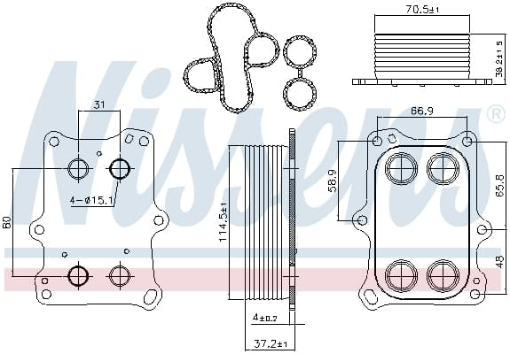 Radiator ulei termoflot potrivit ABARTH 124 SPIDER, 500 595 695, 500C 595C 695C, GRANDE PUNTO, PUNTO, PUNTO EVO; ALFA ROMEO GIULIETTA, MITO; FIAT 124 SPIDER, 500L, 500X, BRAVO II 1.4 1.4CNG 1.