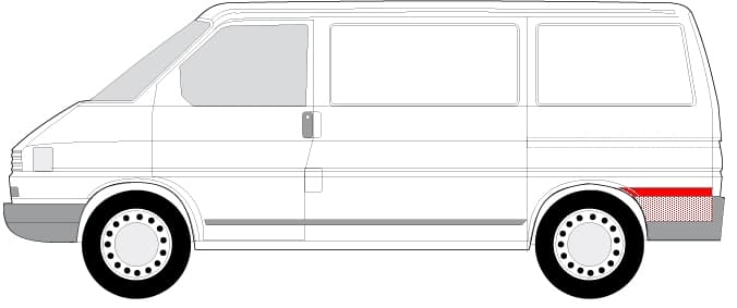 Segment reparatie aripa spate stanga dupa roata VW TRANSPORTER IV intre 1990-2003
