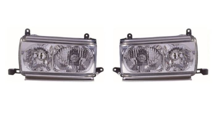Set faruri stanga dreapta (H1 H4, mecanic, fara motor, culoare semnalizator: transparent) potrivit TOYOTA LAND CRUISER 80 -01.97