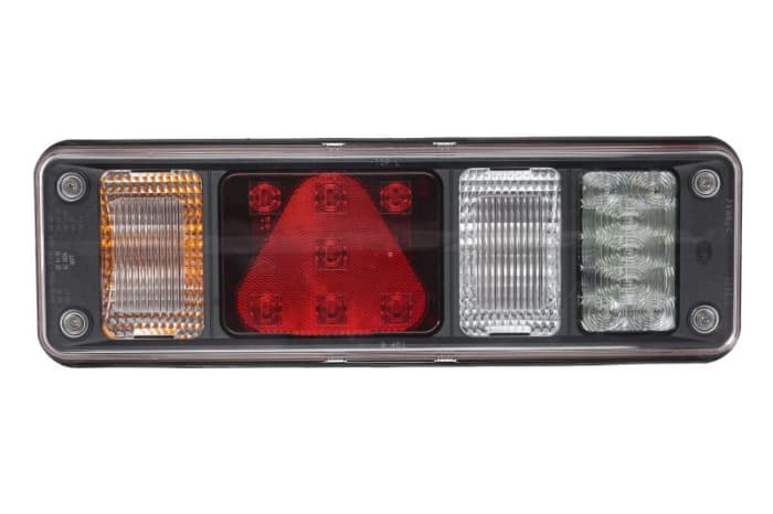 Stop spate stanga Hybrid (LED P21W, 24V, cu intermitent, cu far de ceata, lumina de marsarier, cu stop, lumina de parcare, reflector triunghiular conector: 7PIN + 4x 2PIN)