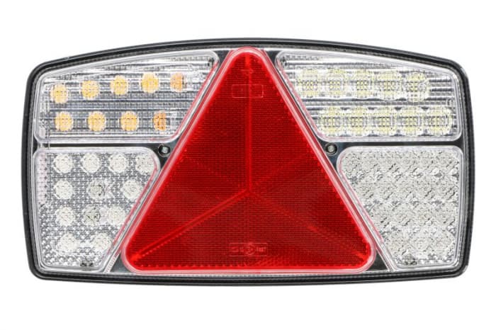 Stop spate stanga (LED, 10 30V, cu intermitent, cu far ceata, lumina de marsarier, cu stop, lumina de parcare, reflector triunghiular, lungime cablu: 0,5m) potrivit SCANIA