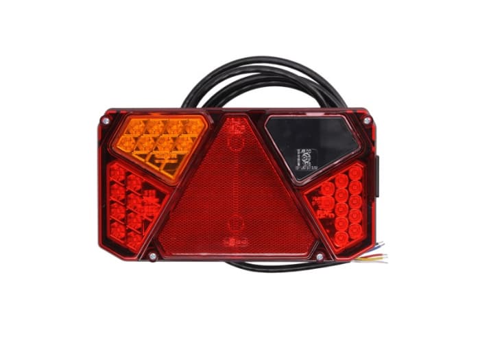 Stop spate stanga (LED, 12 24V, cu intermitent, cu lumina de ceata, cu stop, lumina de parcare, cu iluminare placuta, reflector triunghiular)