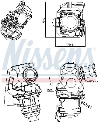 Supapa EGR potrivit VOLVO C30, S40 II, S80 II, V50, V70 III; CITROEN BERLINGO, BERLINGO MULTISPACE, BERLINGO MINIVAN, C2, C3 I, C3 II, C3 PICASSO, C4, C4 GRAND PICASSO I, C4 I 1.6D 11.03-