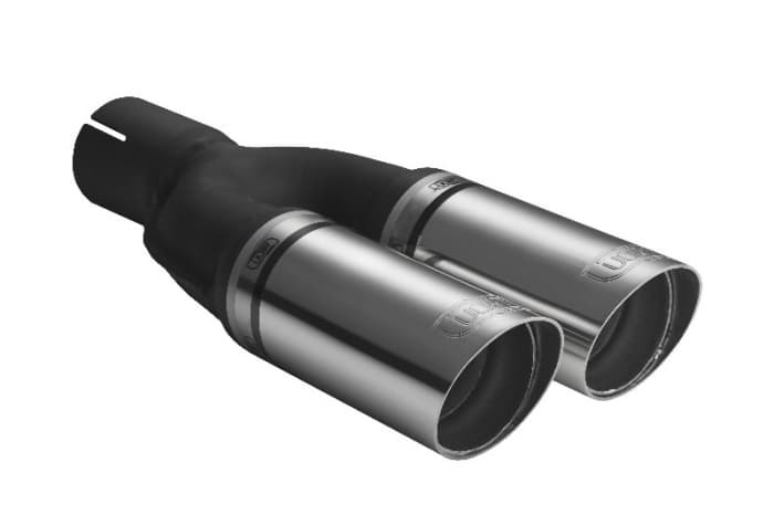 Teava evacuare sport dublu esapament rotund otel inoxidabila diametru 60mm, lungime 220mm, diametru montaj 50mm