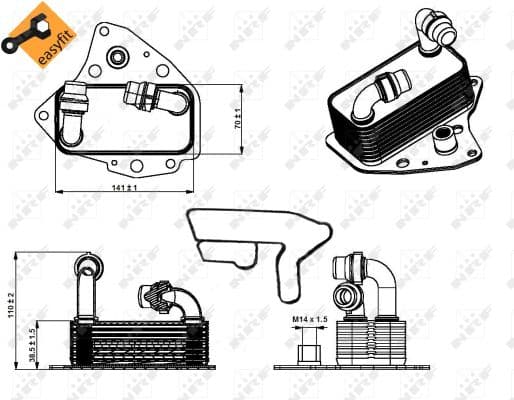 Termoflot radiator ulei (cu garnitura) ALFA ROMEO MITO; CHRYSLER DELTA; FIAT BRAVO II, DOBLO, GRANDE PUNTO, LINEA, PUNTO EVO; LANCIA DELTA III; OPEL COMBO, COMBO TOUR 1.6D dupa 2007