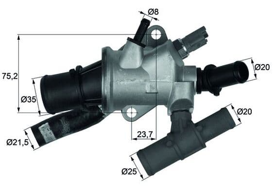 Termostat lichid racire (88 C, in carcasa) potrivit FIAT PALIO, PUNTO, PUNTO HATCHBACK 1.9D 09.99-