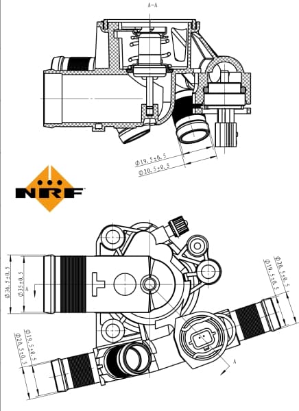 Termostat sistem racire (89 C, in carcasa) potrivit NISSAN QASHQAI I, X-TRAIL II; RENAULT ESPACE IV, GRAND SCENIC II, KOLEOS I, LAGUNA, LAGUNA II, LAGUNA III, LATITUDE 1.5D 2.0D 08.05-
