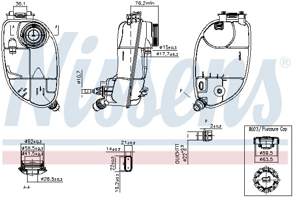 Vas expansiune cu capac potrivit MERCEDES A (W176), B SPORTS TOURER (W246, W242), CLA (C117), CLA SHOOTING BRAKE (X117), GLA (X156) 11.11-