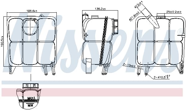 Vas expansiune cu capac potrivit VOLVO C30, C70 II, S40 II, V50; FORD C-MAX, FOCUS C-MAX, FOCUS II, KUGA I 10.03-06.13
